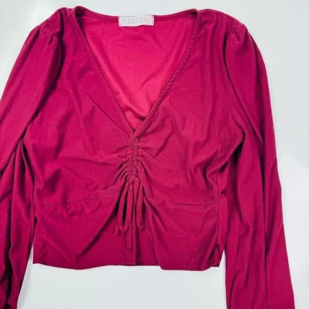 Planet Gold Burgundy Crop Top Size Small